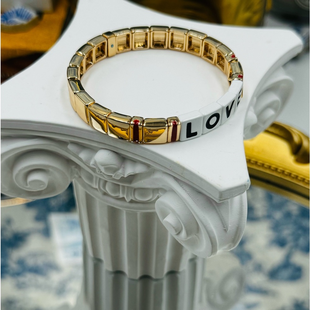 🆕 ROXANNE ASSOULIN 🧿 NWOT Golden LOVE Bracelet Set - Set of 2 - Picture 11 of 16